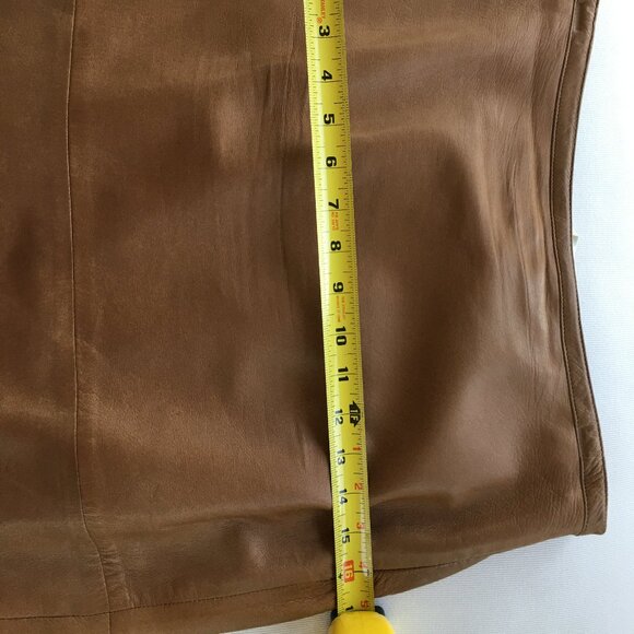 'S MAX MARA Italian Leather Pencil Skirt  Color Cognac  Size 6 - Picture 6 of 8